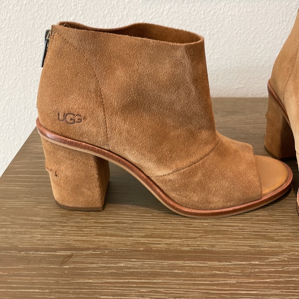 UGG Ginger Suede Open Toe Boots Size 8 - Picture 3 of 14